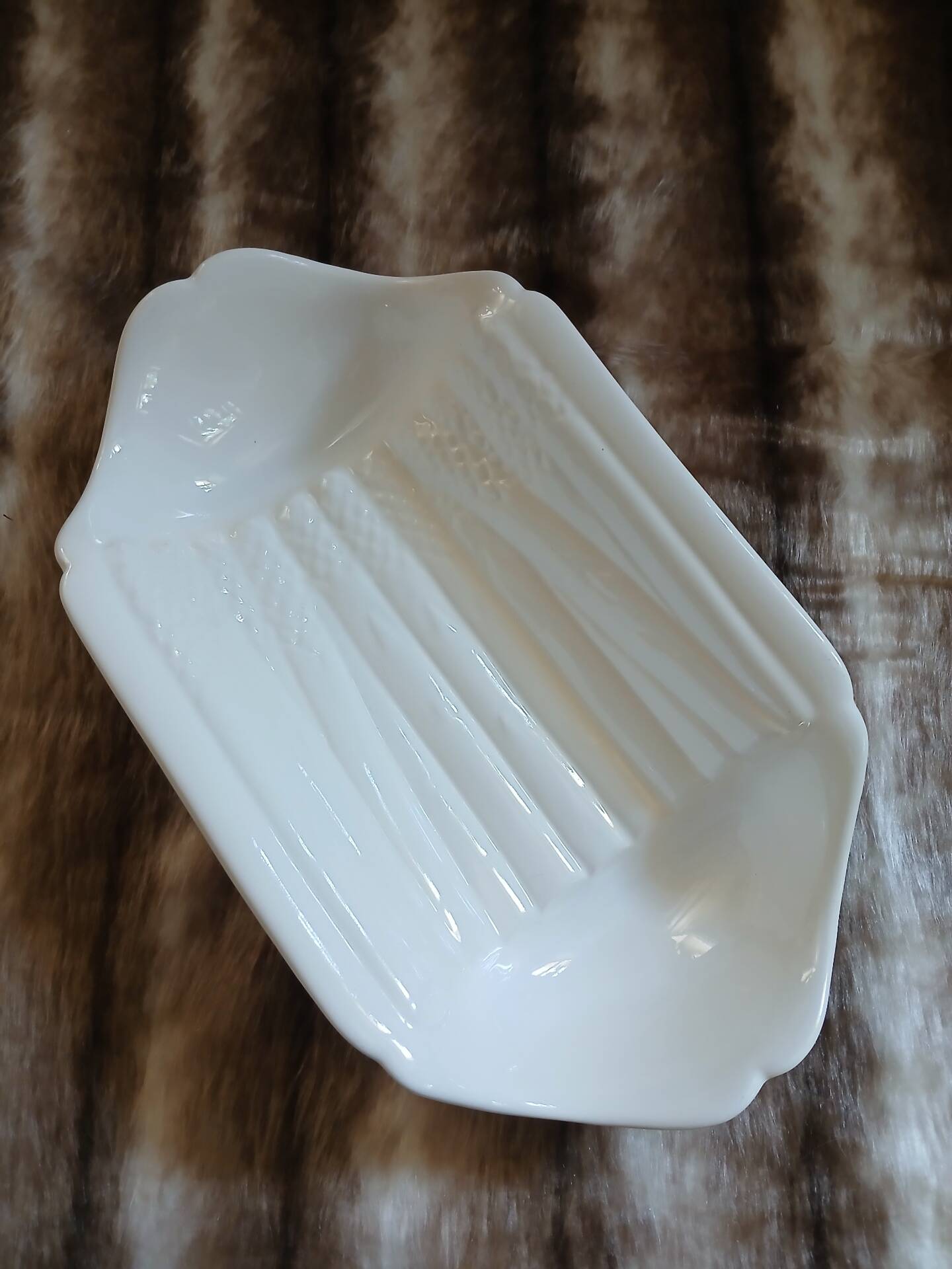 Old plate in slipware/asparagus