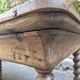 Antique French draper's table in oak, shop counter, work table, 6 feet, circa 1750–1850.
