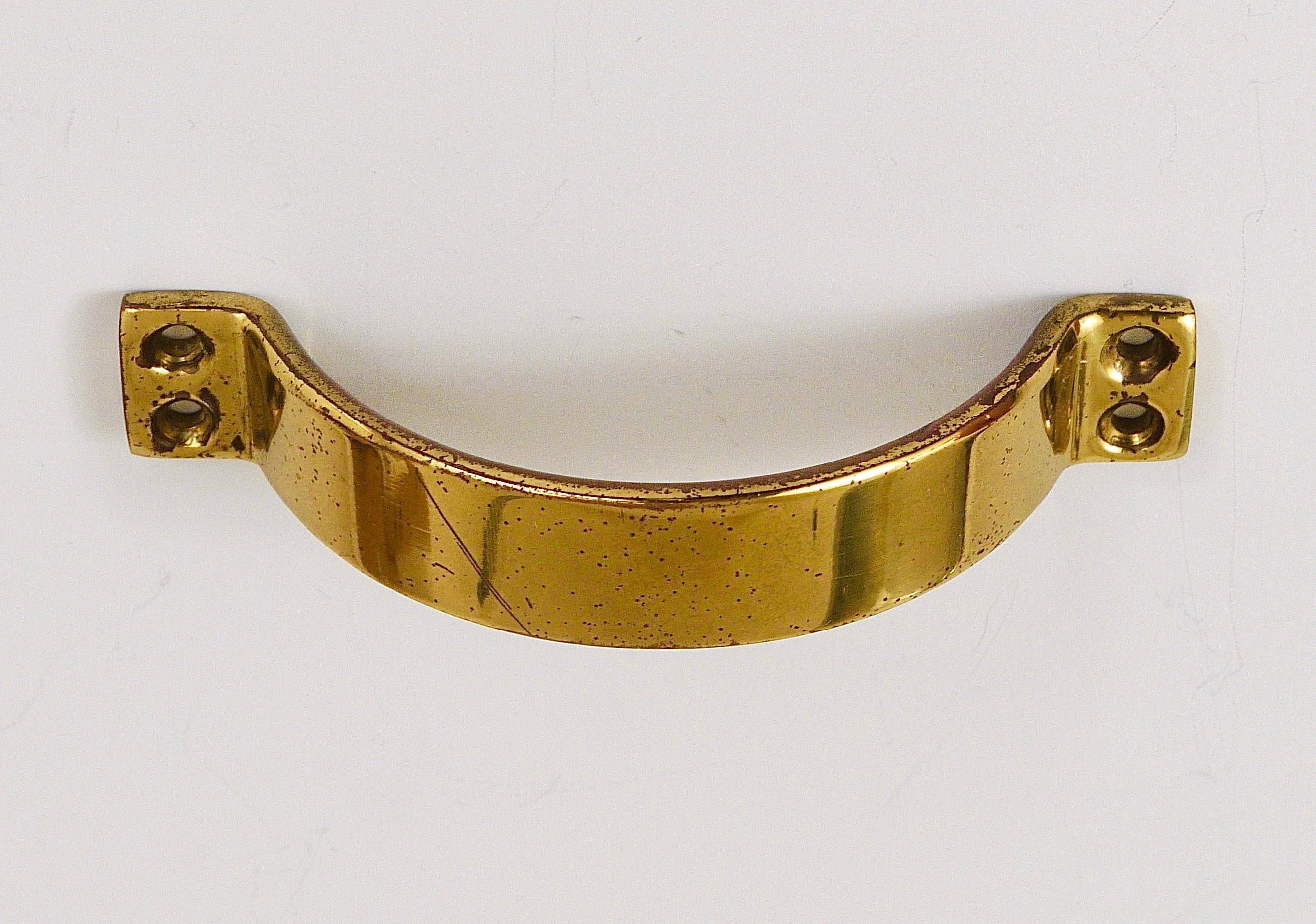 Up to 50 mid-century brass handles for doors, drawers, chests of drawers, Austria, 1950s.