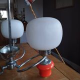 Space age chrome and ceramic chandelier