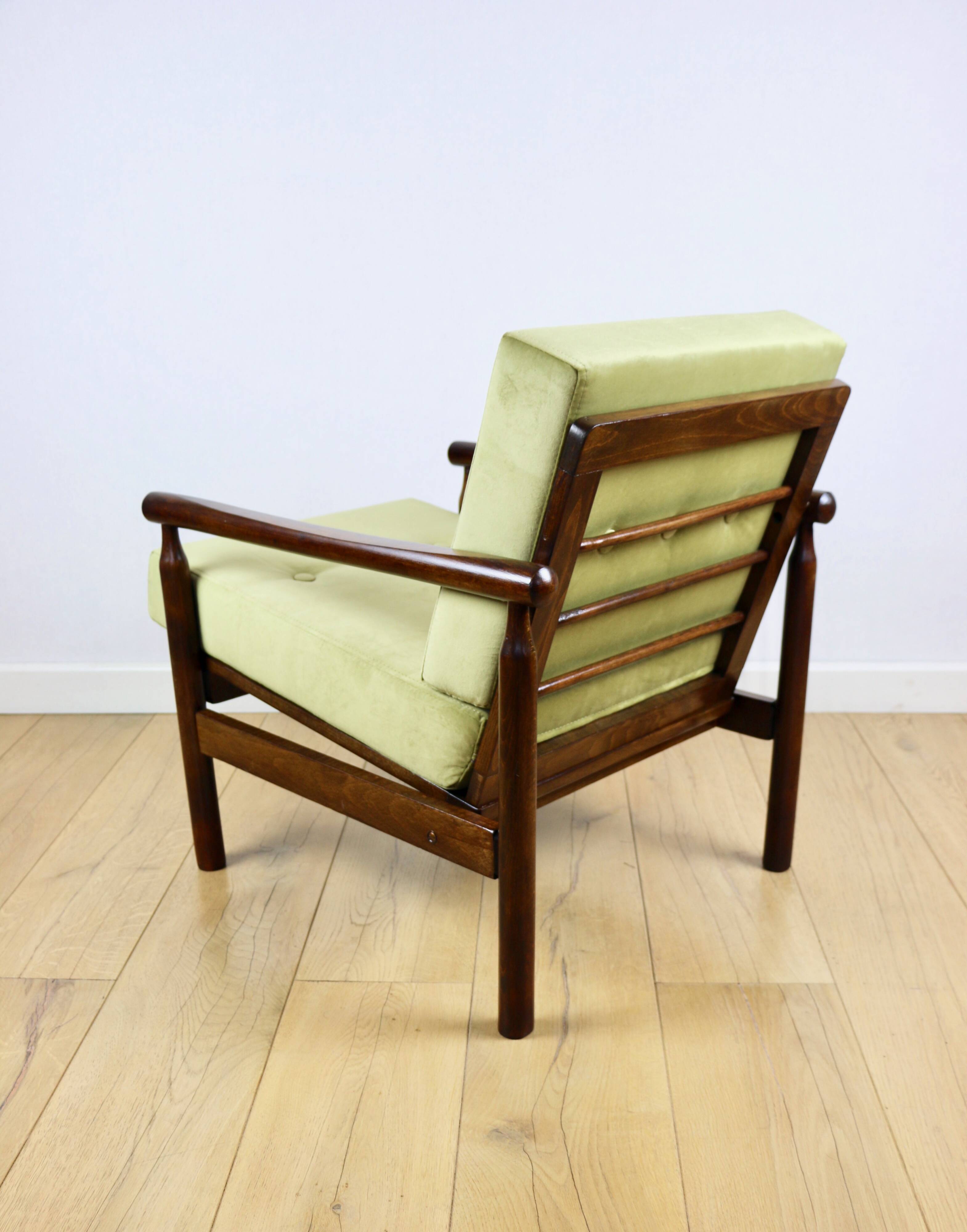 Stobrawa wooden armchair brown vintage olive - Bączyk - 2 pieces available
