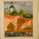 Oil painting on Swedish panel from the mid-1950s "Abstract Landscape" by Ann Marie Ekbom.