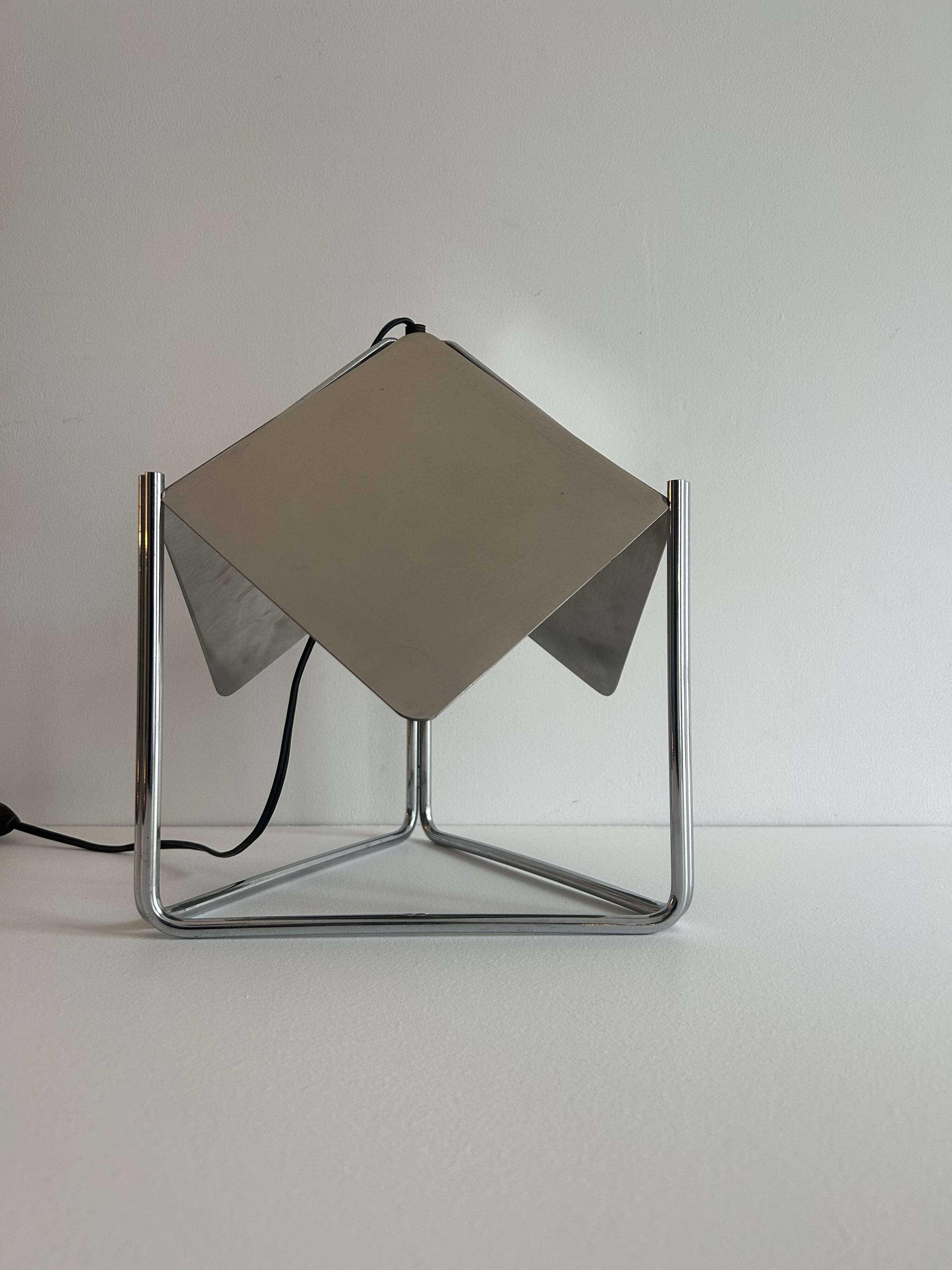 Vintage adjustable table lamp in chromed metal, France 1970