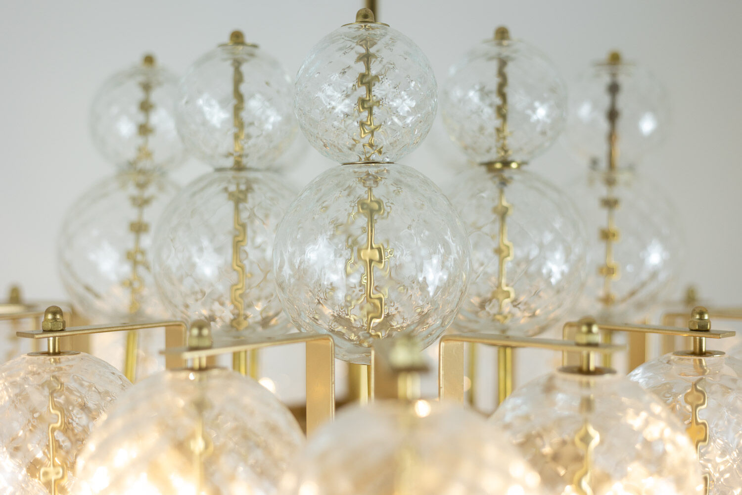 Kamenický Šenov. Glass blown chandeliers and gilded brass. 1970s.