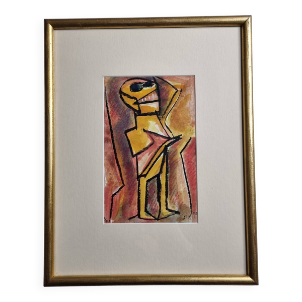 Portrait expressionniste signée Bernard Leijs, 1990