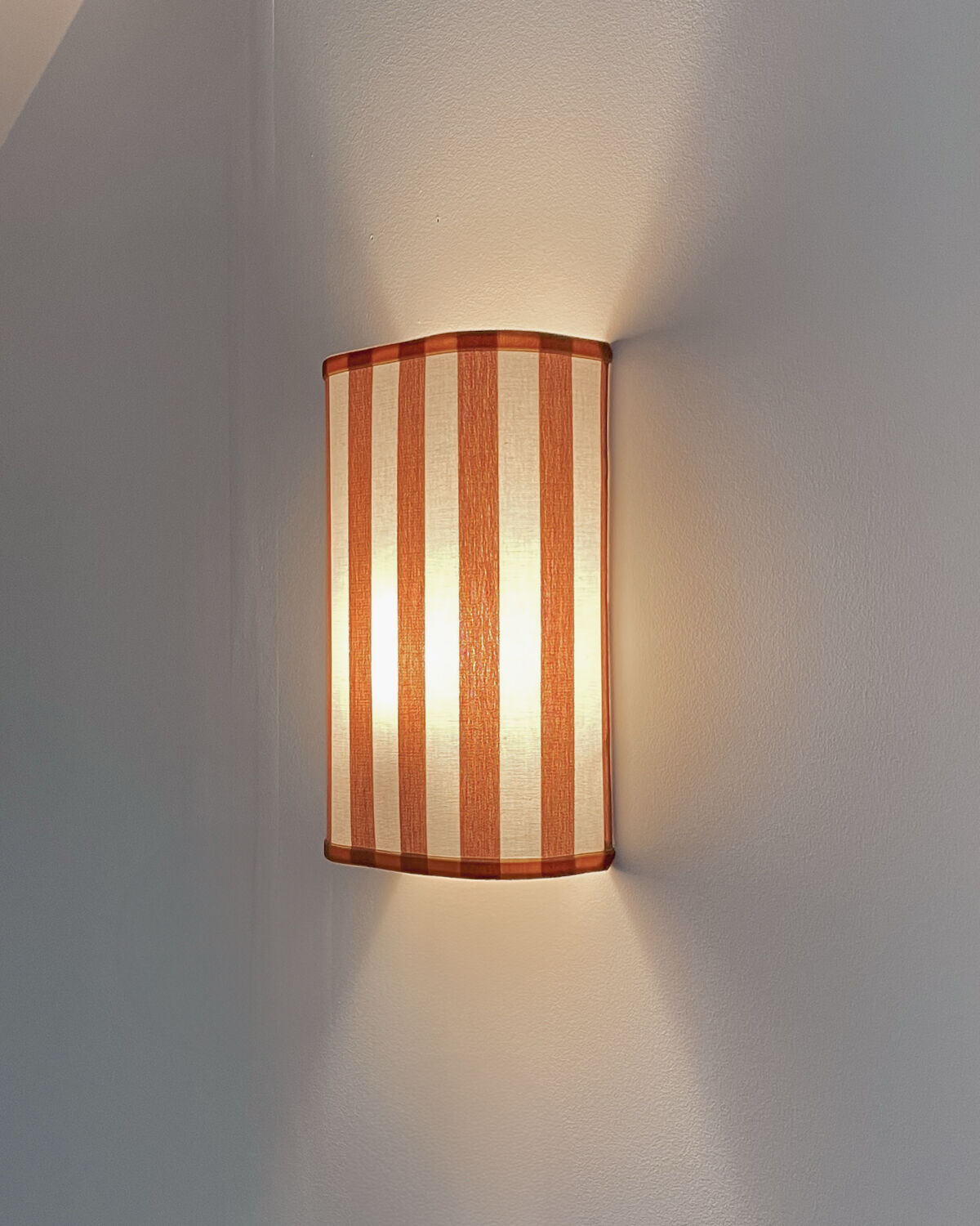 Pair of striped fabric wall sconces