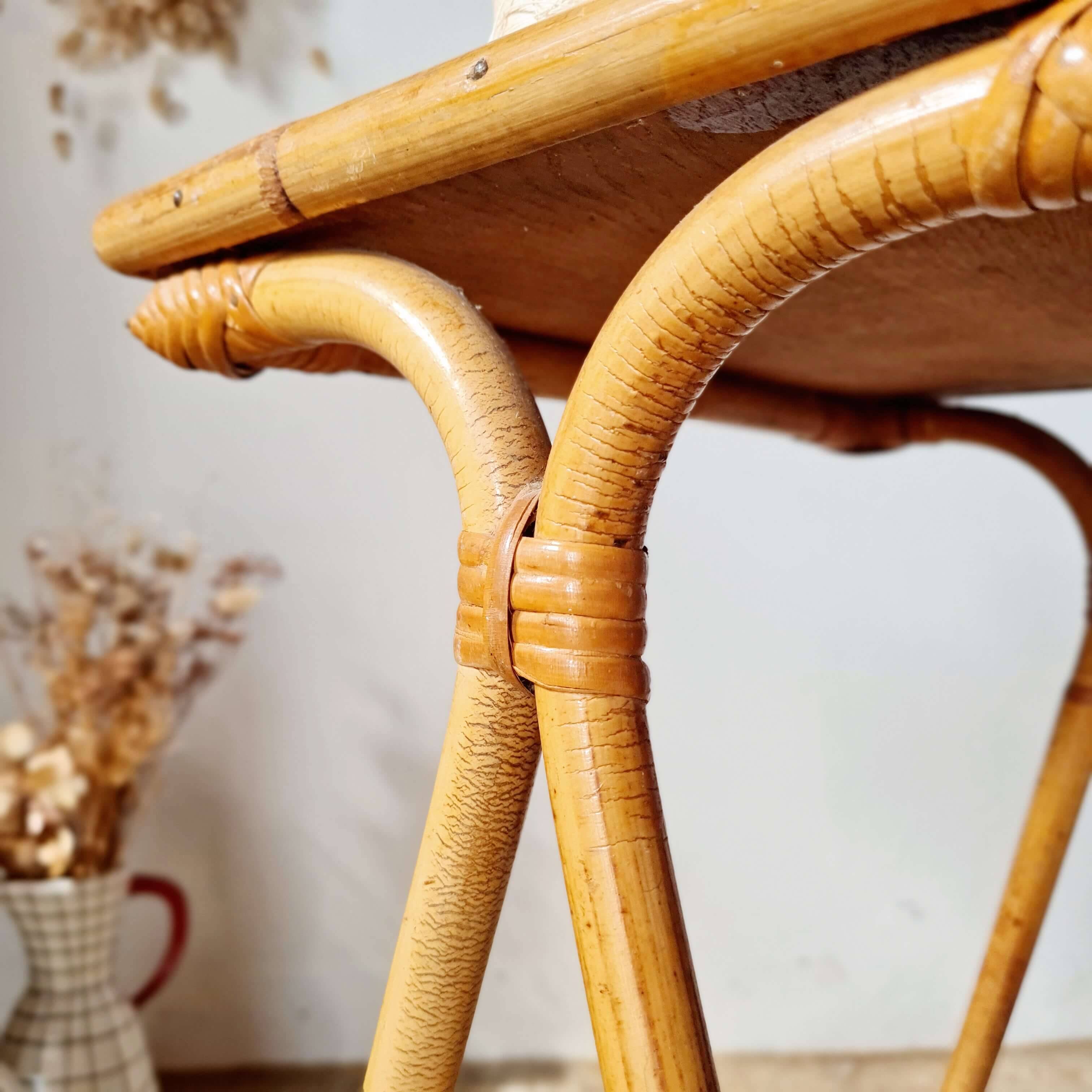 Side table magazine rack in rattan - 1960s design