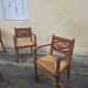 4 neo-Basque turned wood armchairs