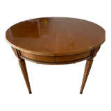 Round table in solid cherry wood Louis XV style and 2 extensions