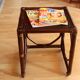 Small side table on rolls made of rattan, bamboo and wood, handmade Vintage