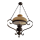 Wrought iron chandelier amber glass