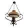 Wrought iron chandelier amber glass