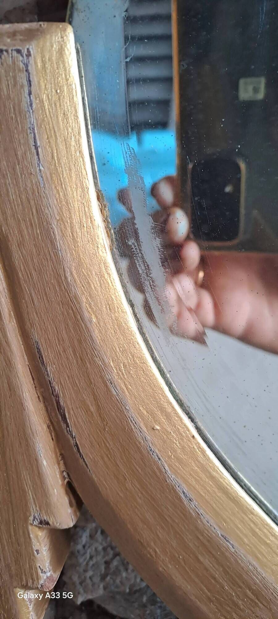 Carved wooden mirror Art Nouveau France 1920 oval shape