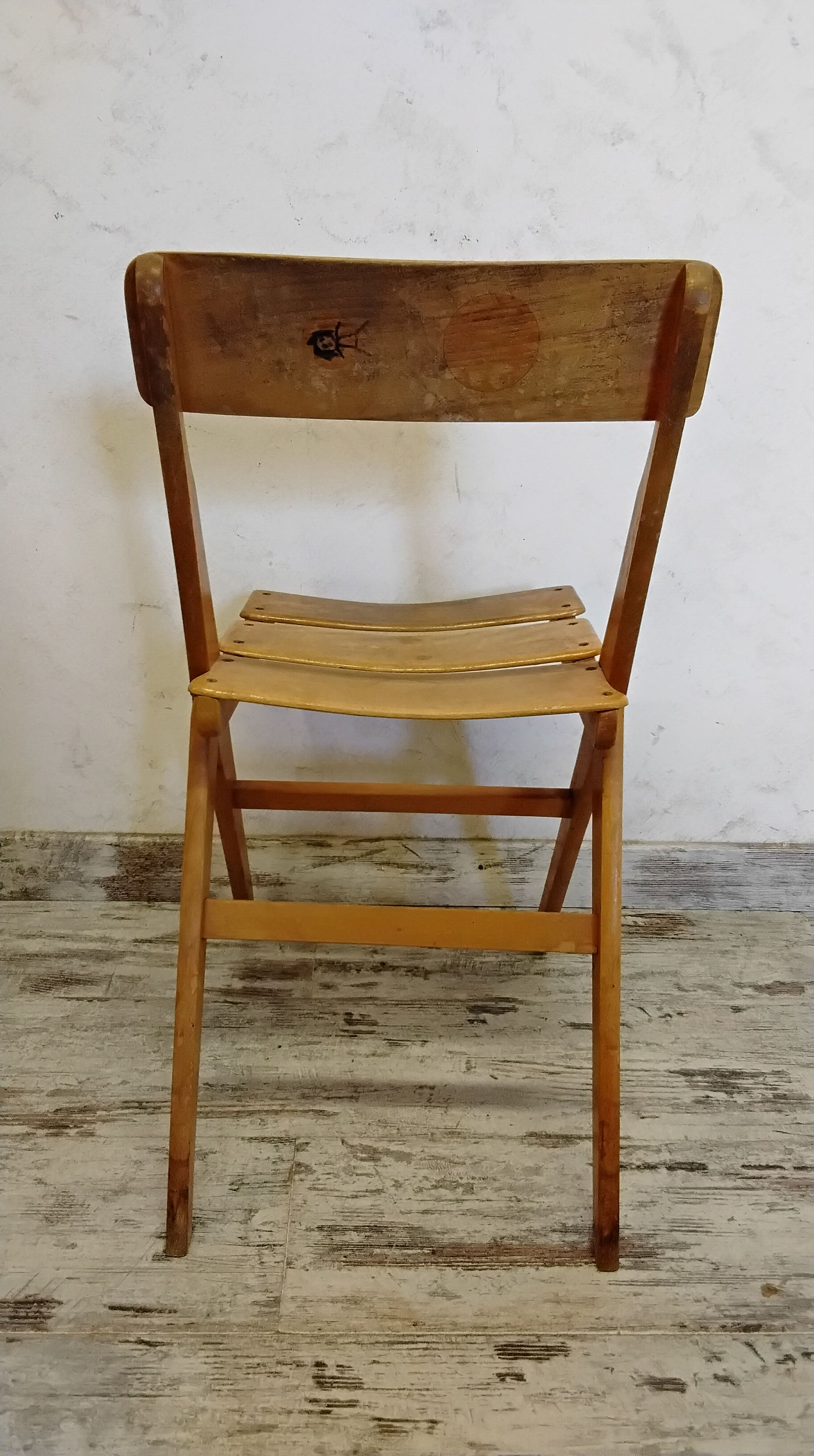 Bureau vintage pieds compas et sa chaise années 50/60
