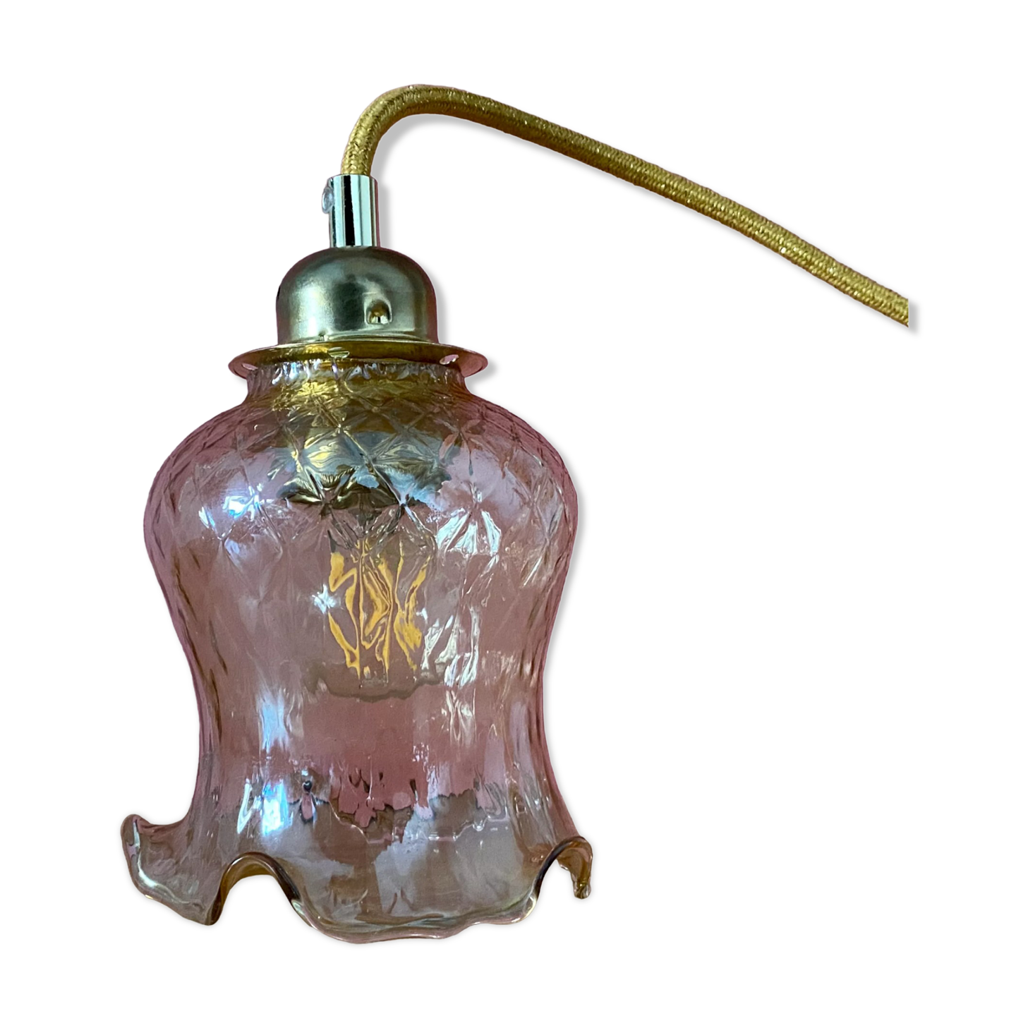 Vintage amber glass tulip walker