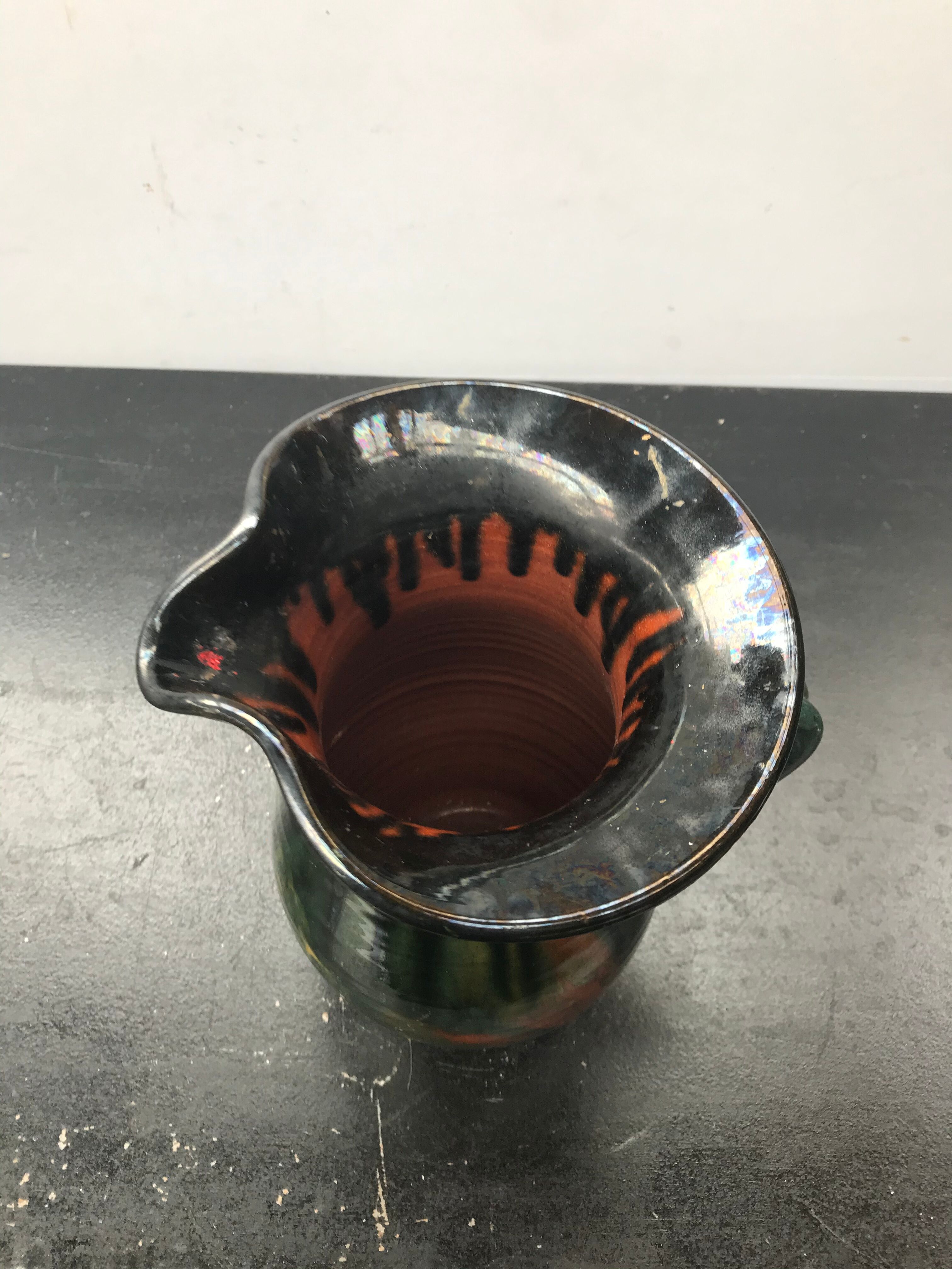 Former vintage 70s vintage green ceramics pitcher