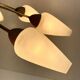Brass chandelier, textured glass, 1960.