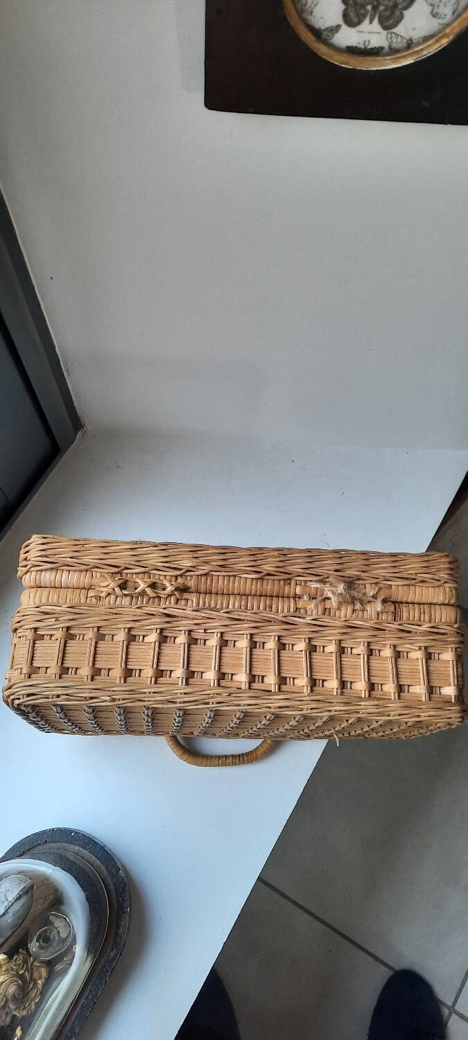 Rattan and wicker suitcase