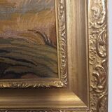 Large jacquard tapestry with a gilded wooden frame – 163x83 cm.