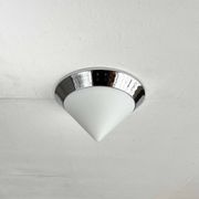 Vintage conical glass and chrome ceiling lamp, 1980s