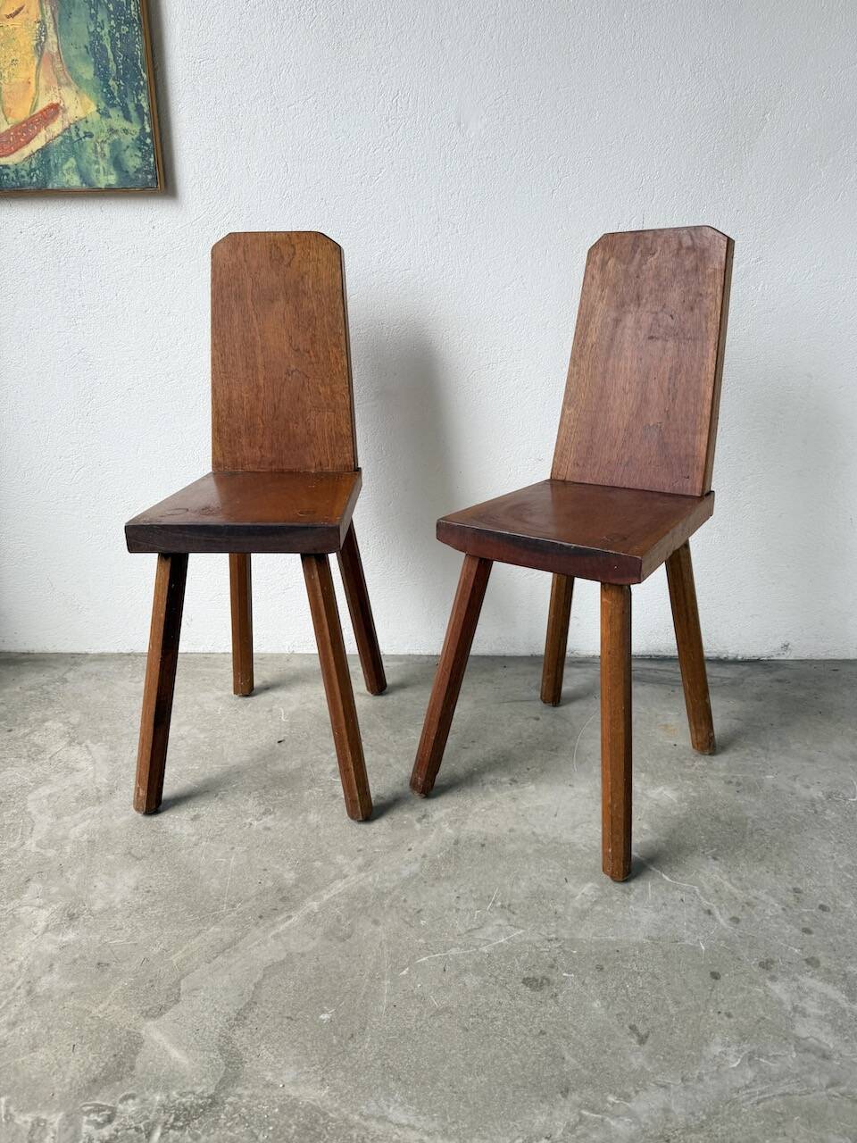 Paire de chaises brutaliste en chêne 1950