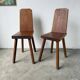 Paire de chaises brutaliste en chêne 1950