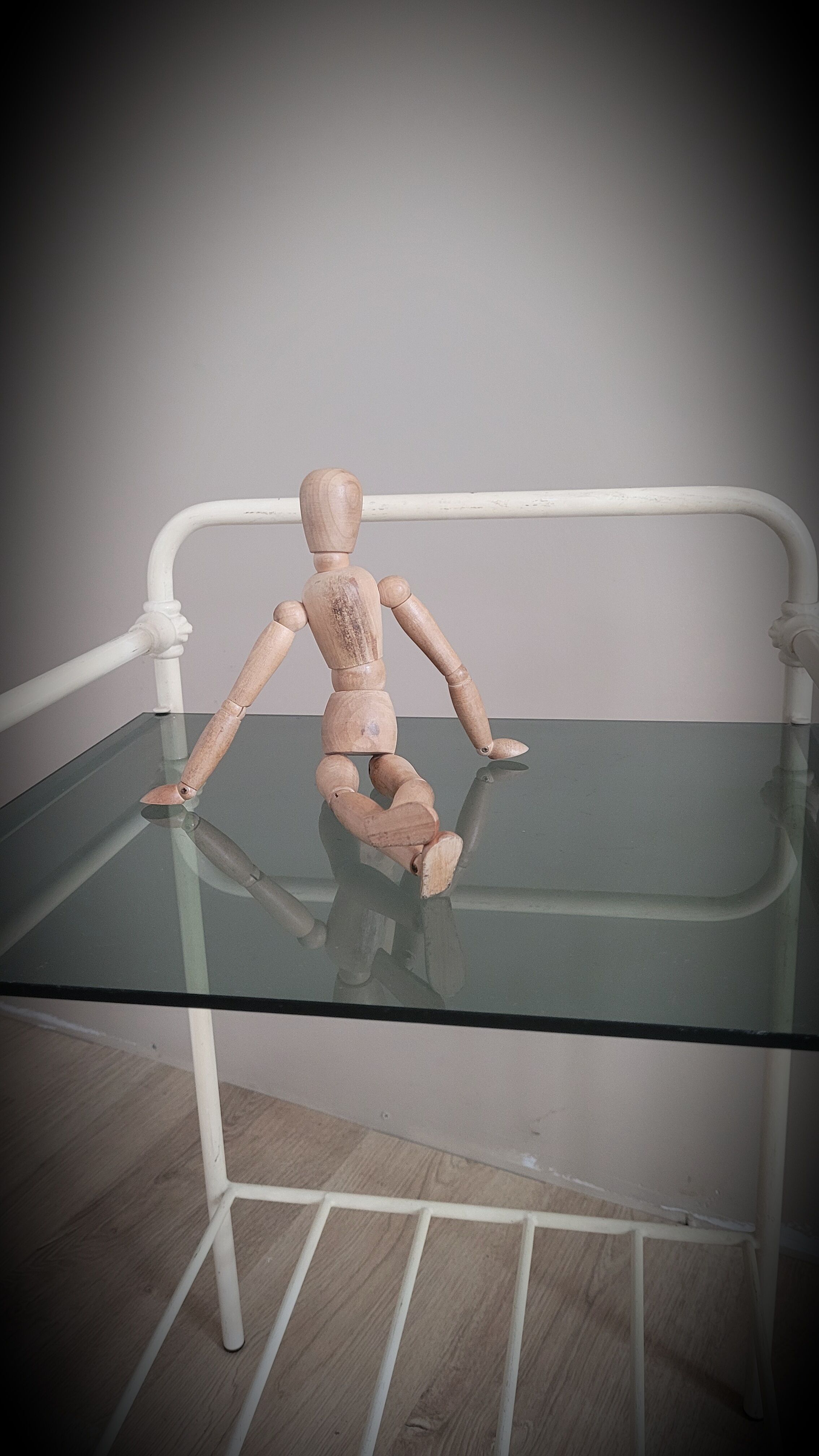 Bedside table metal glass 60s