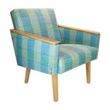 Restored Brussels Armchair – Blue Check