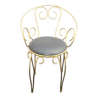 Armchair with brass scrolls, vintage 1960