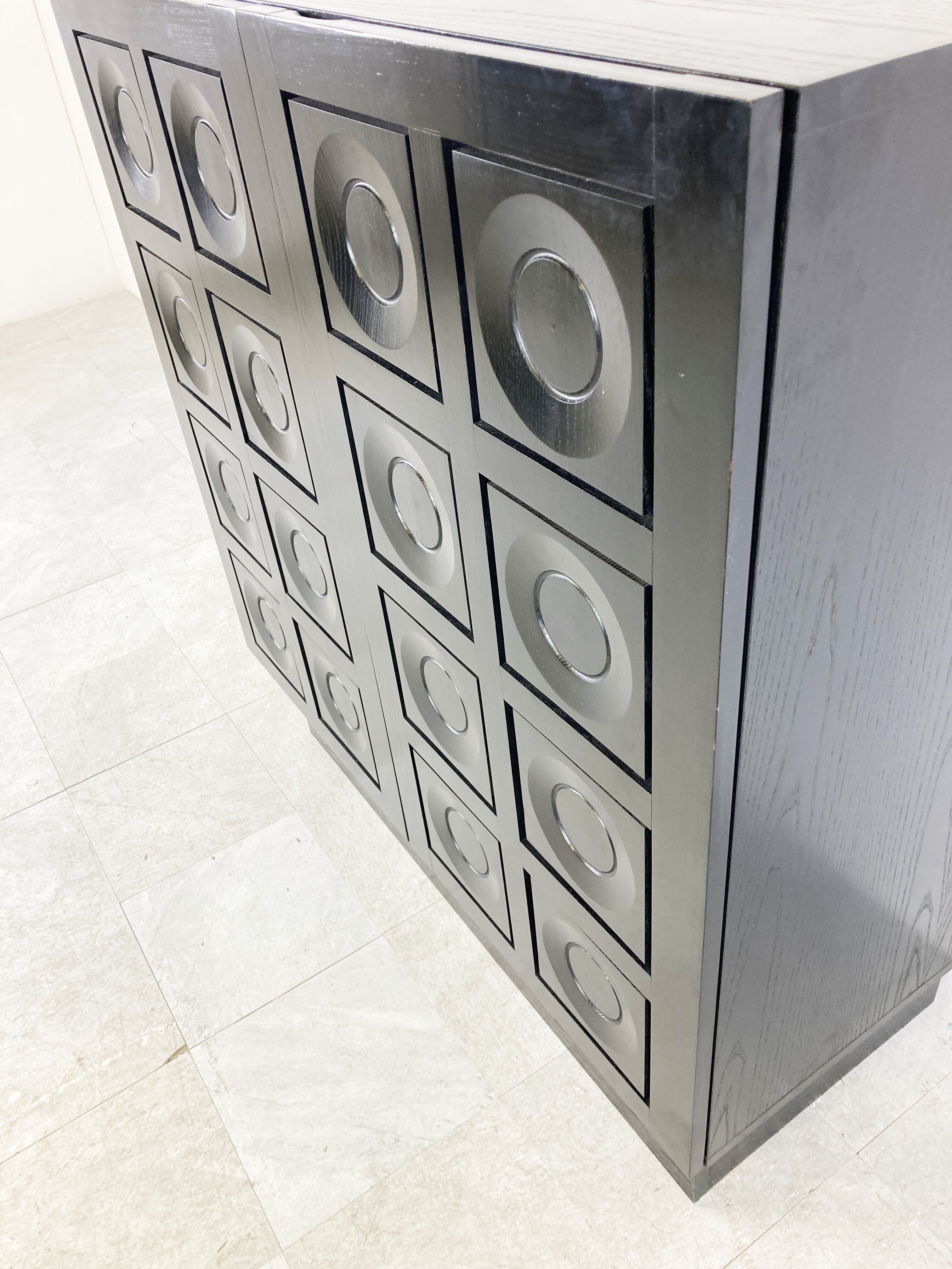 Black brutalist bar cabinet, 1970s