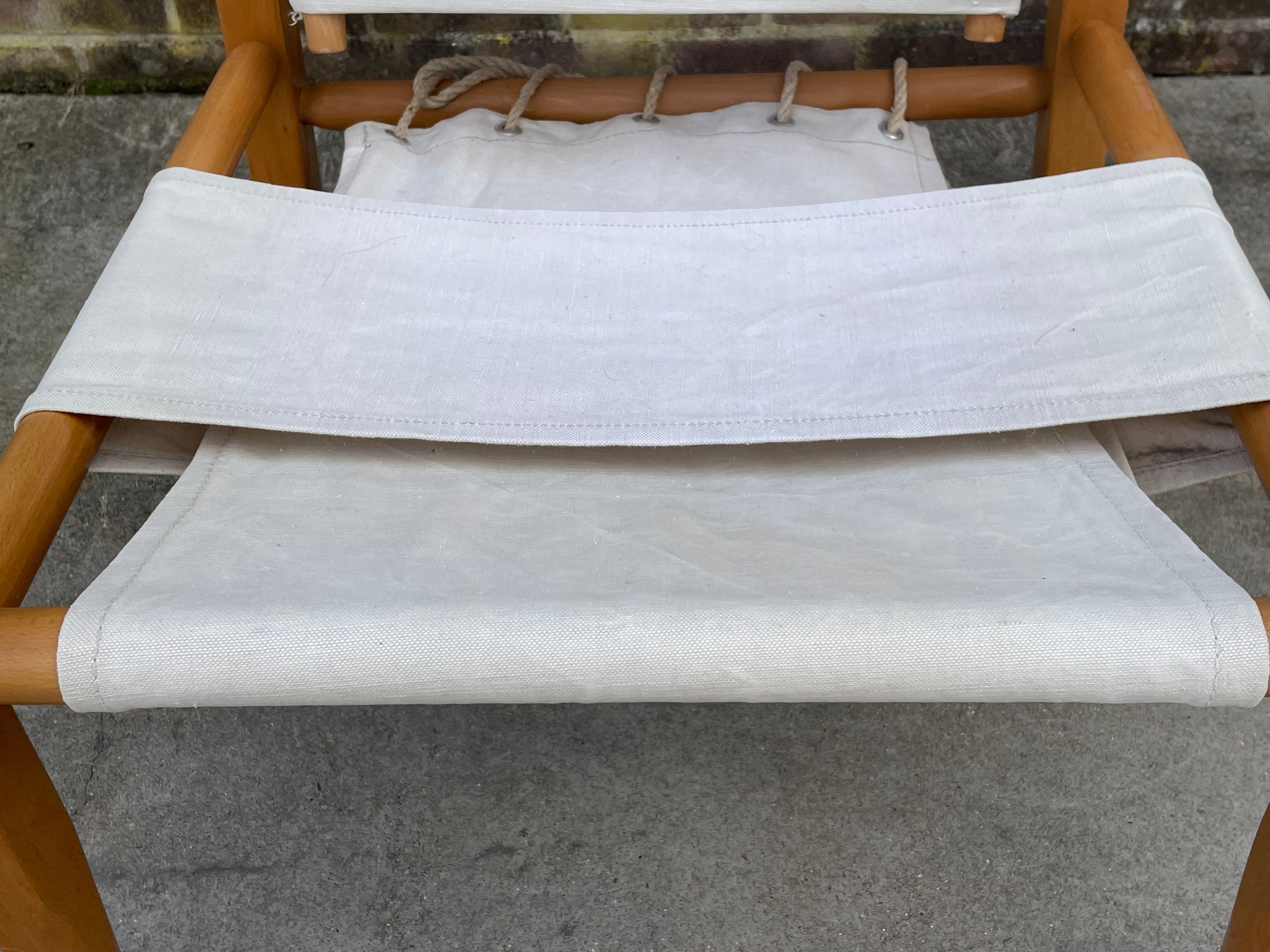 Vintage safari chair 1960s Denmark with canvas minimalist design