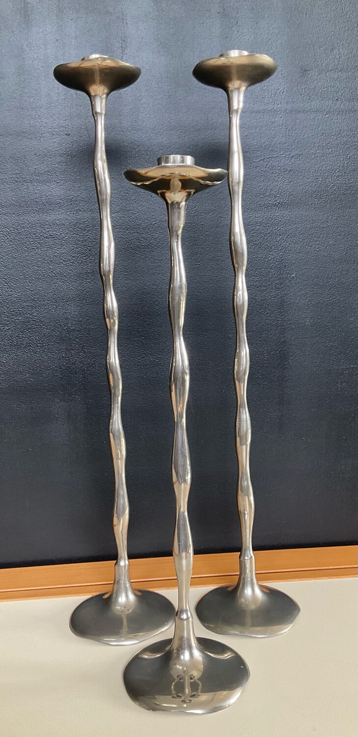 Vintage silver-plated candle holder trio