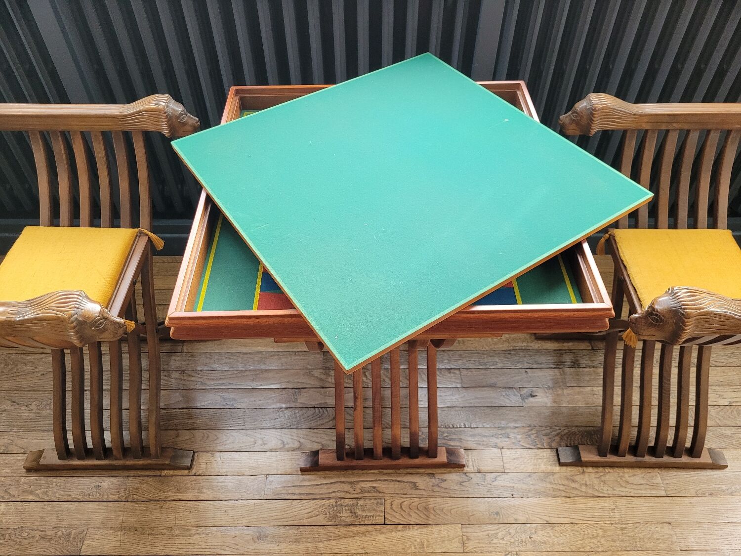 Set gaming tableacec armchairs Dagobert 1930