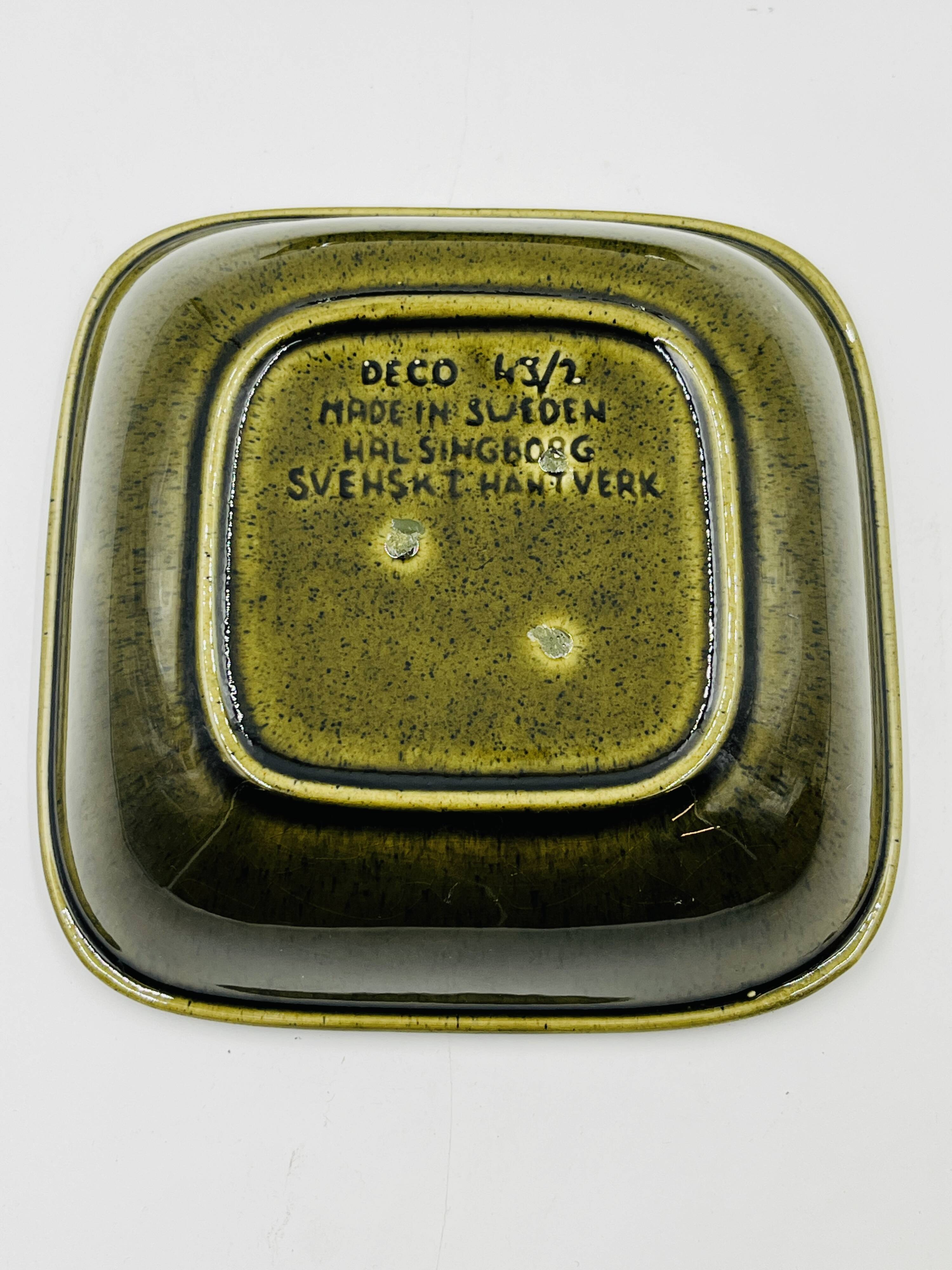 Lot 2 plats carrés en grès Deco Hälsingborg K.J. Svensson