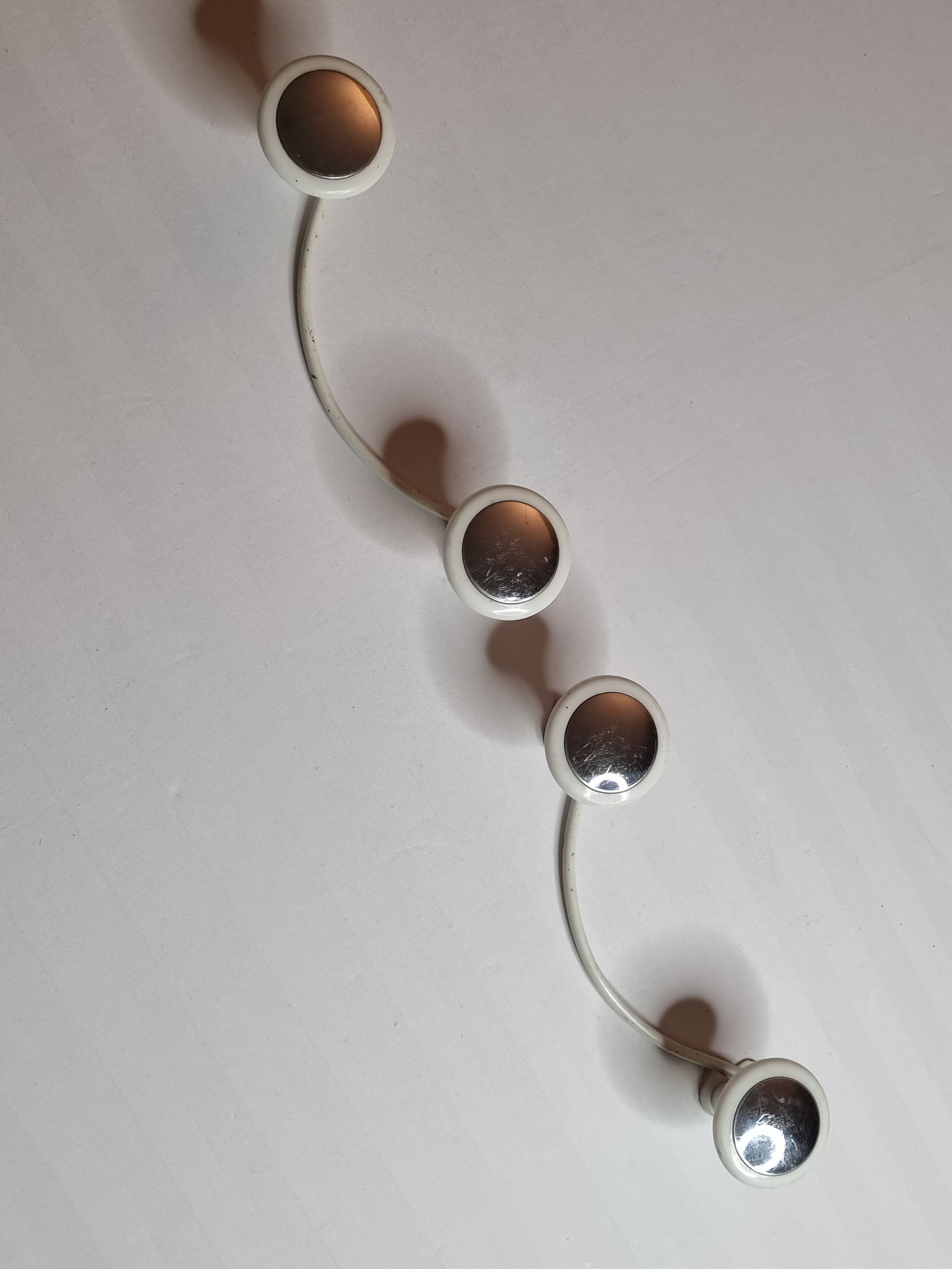 Pair of vintage, white and silver coat racks, 60s