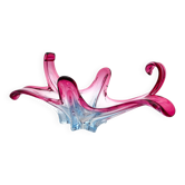 Grande coupe organique Murano sommerso - Bleu aigue-marine et rose
