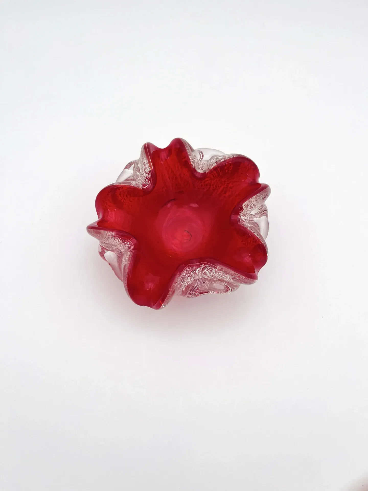 Barovier Toso Murano 1950 Ruby Red Pocket Bowl