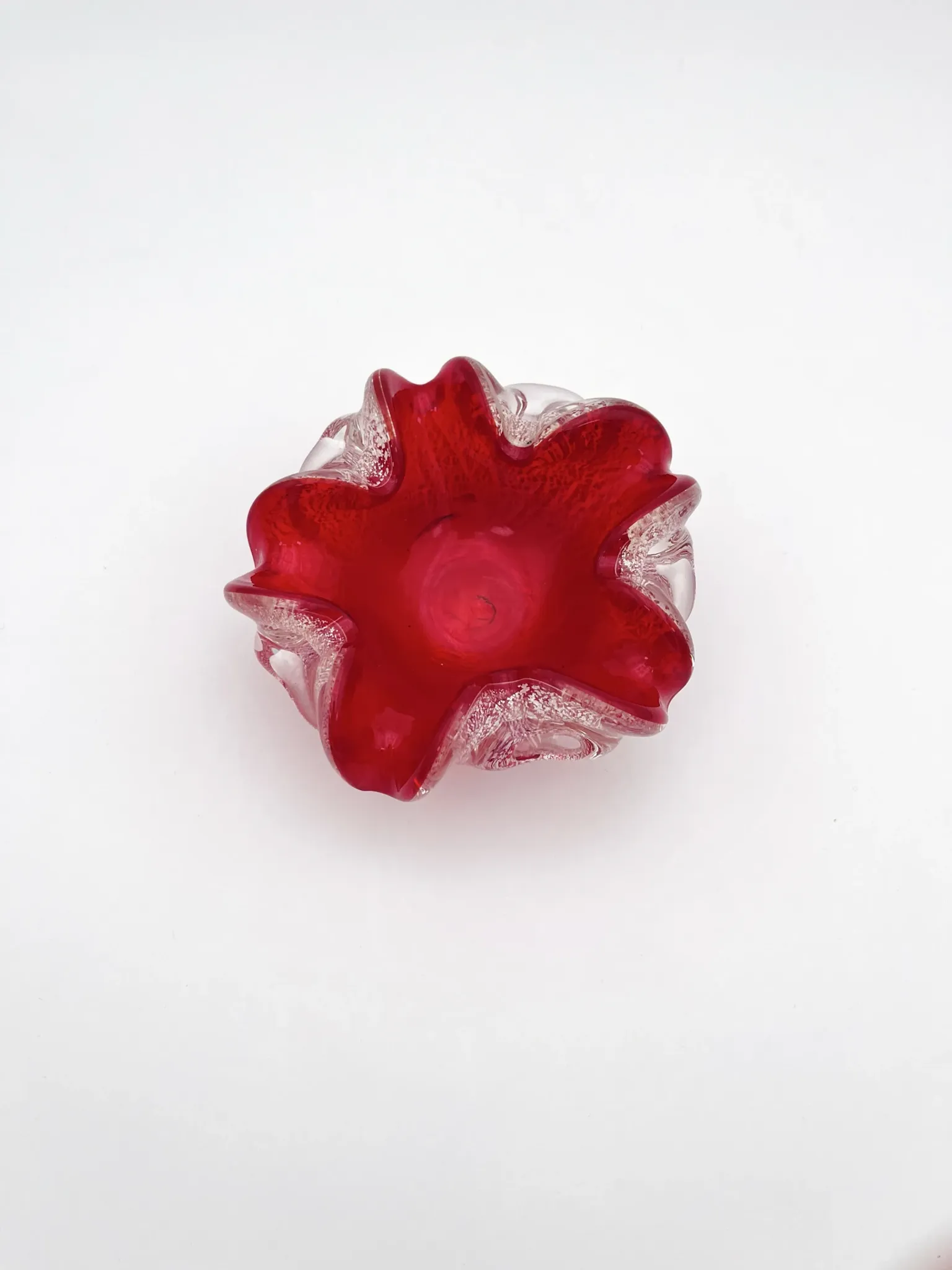 Coupe Vide-Poches Barovier Toso Murano 1950 Rouge Rubis