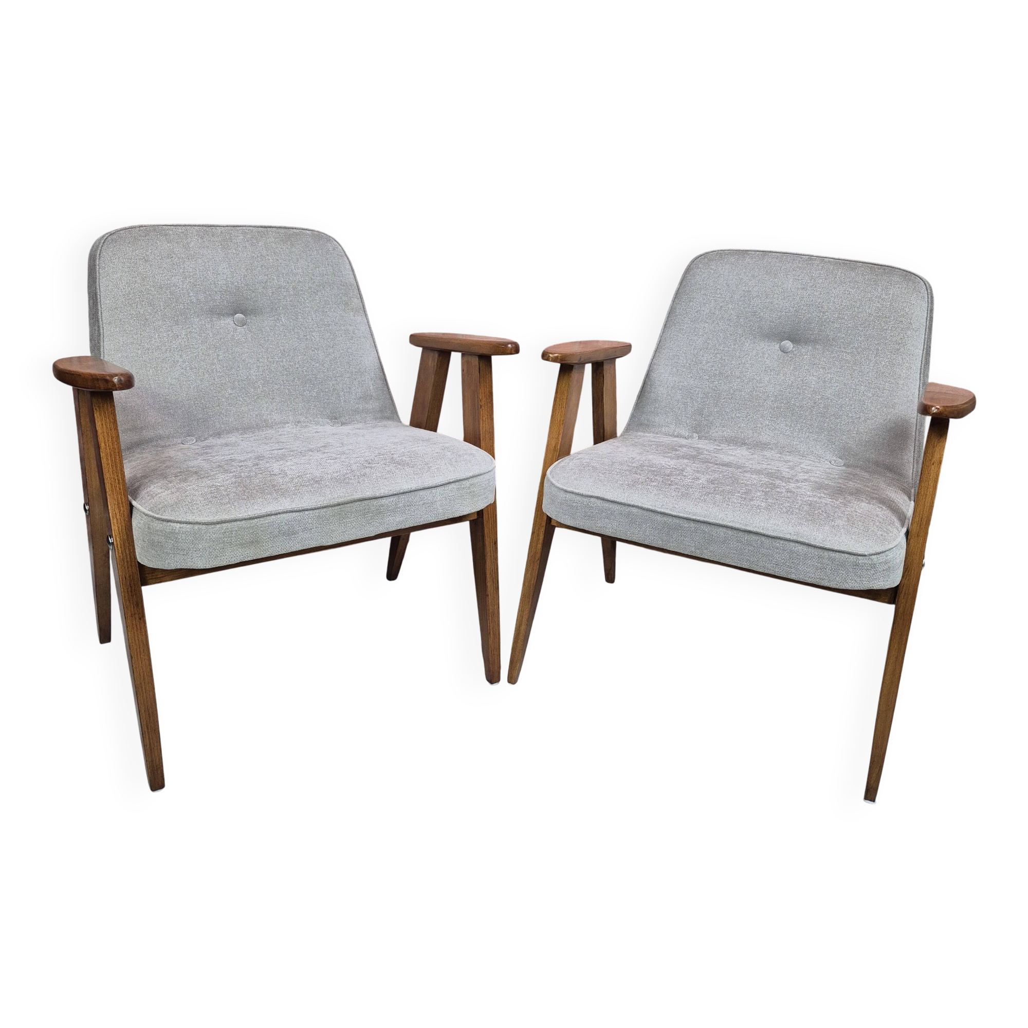 Pair of Restored Mid-Century Armchairs Type 366 by Chierowski - 1960s
