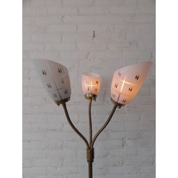 Floor lamp with three shades of glass vintage