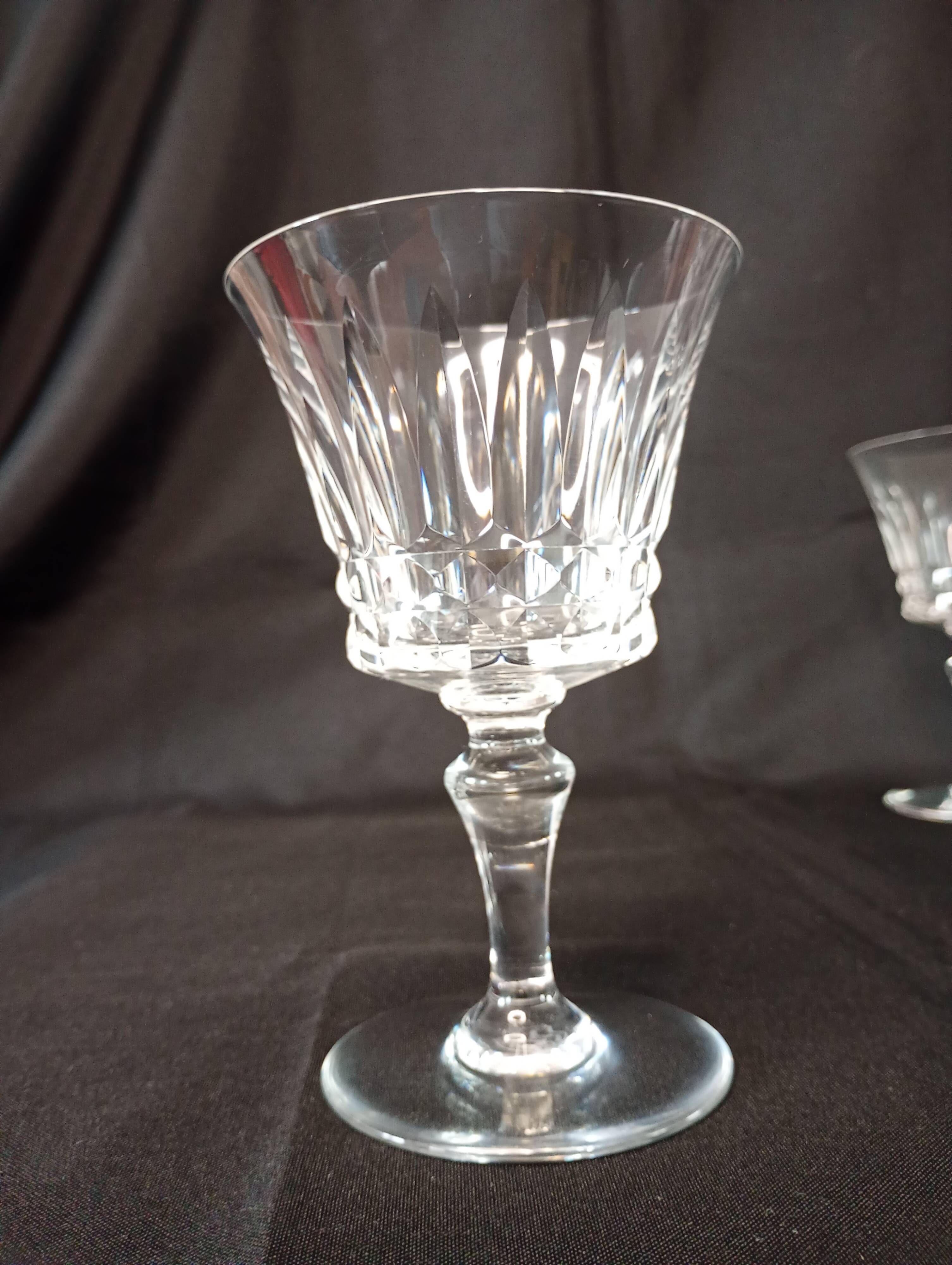 Set of 12 Baccarat Piccadilly Cut Crystal Red Wine Goblets