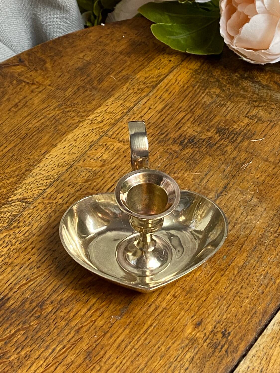 Brass heart candle holder