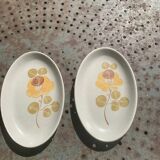 Two Loire ceramic serving dishes 1713 Saint Amand France earthenware, vintage hand painted