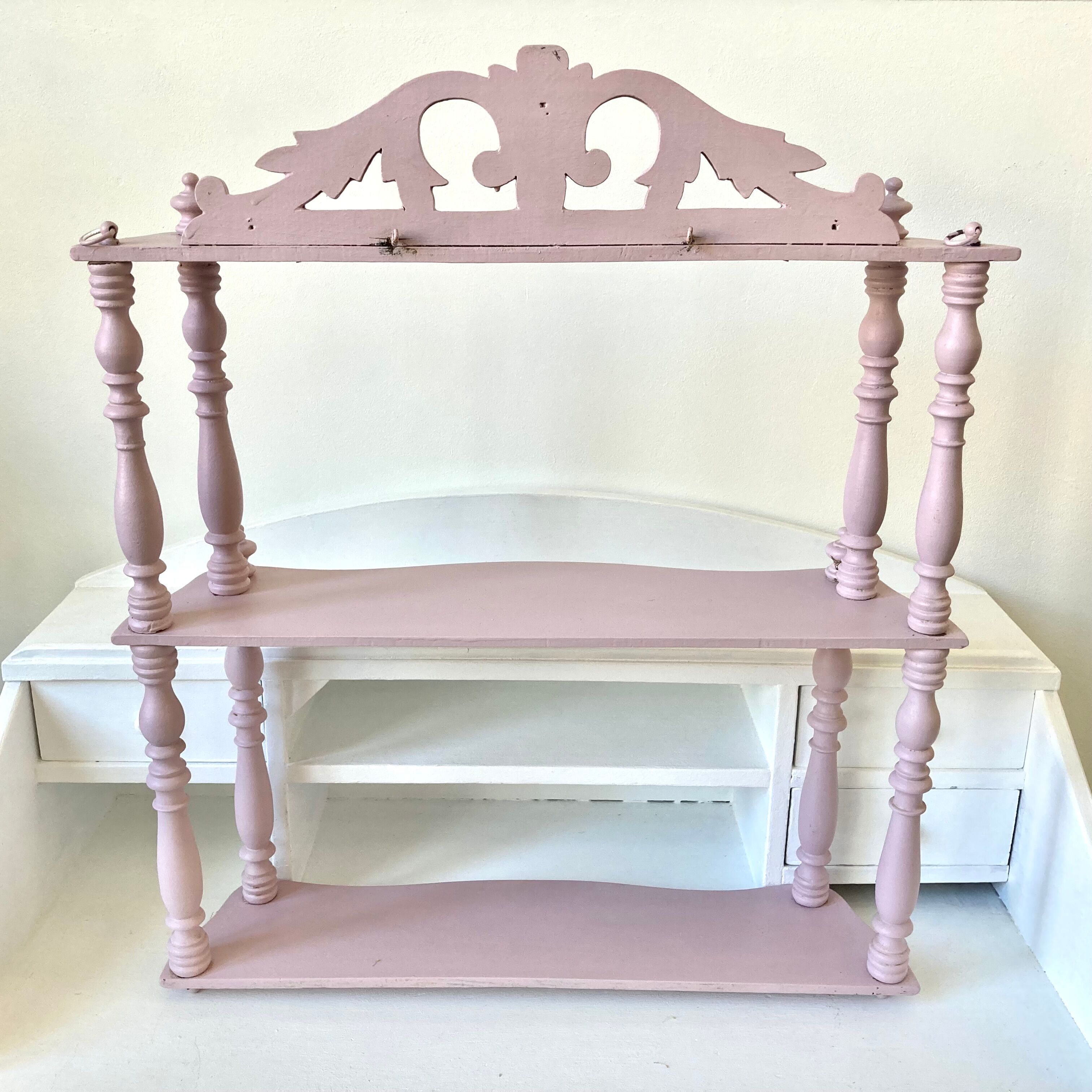 Carved wooden wall shelf