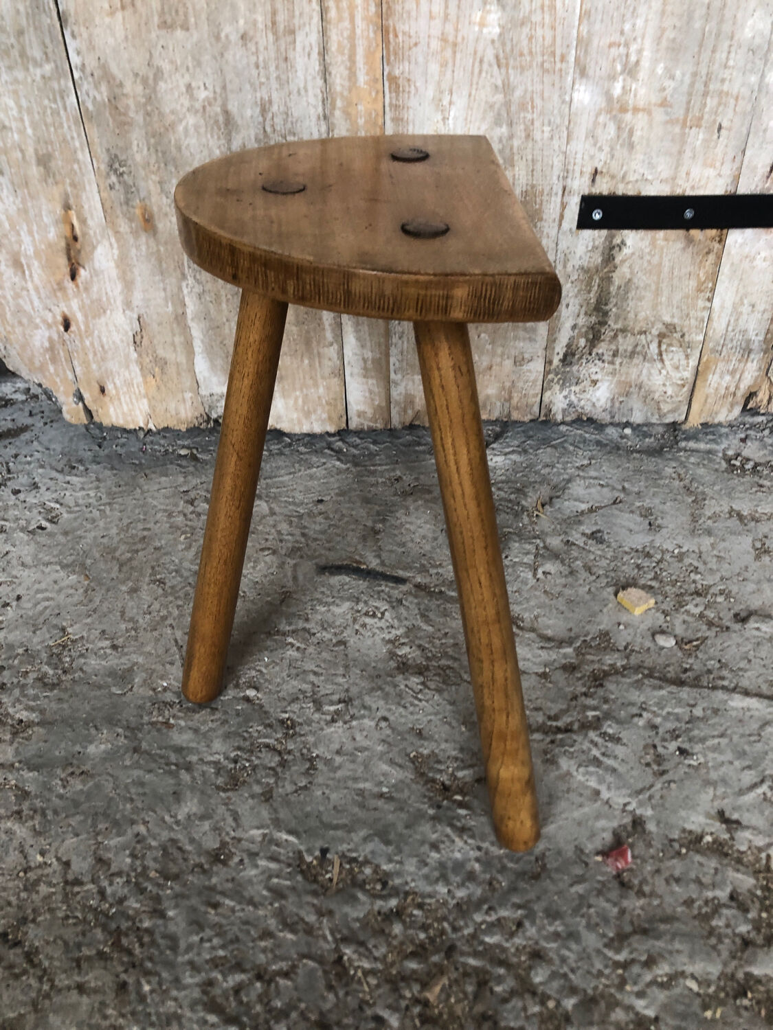 Vintage light wood milking stool