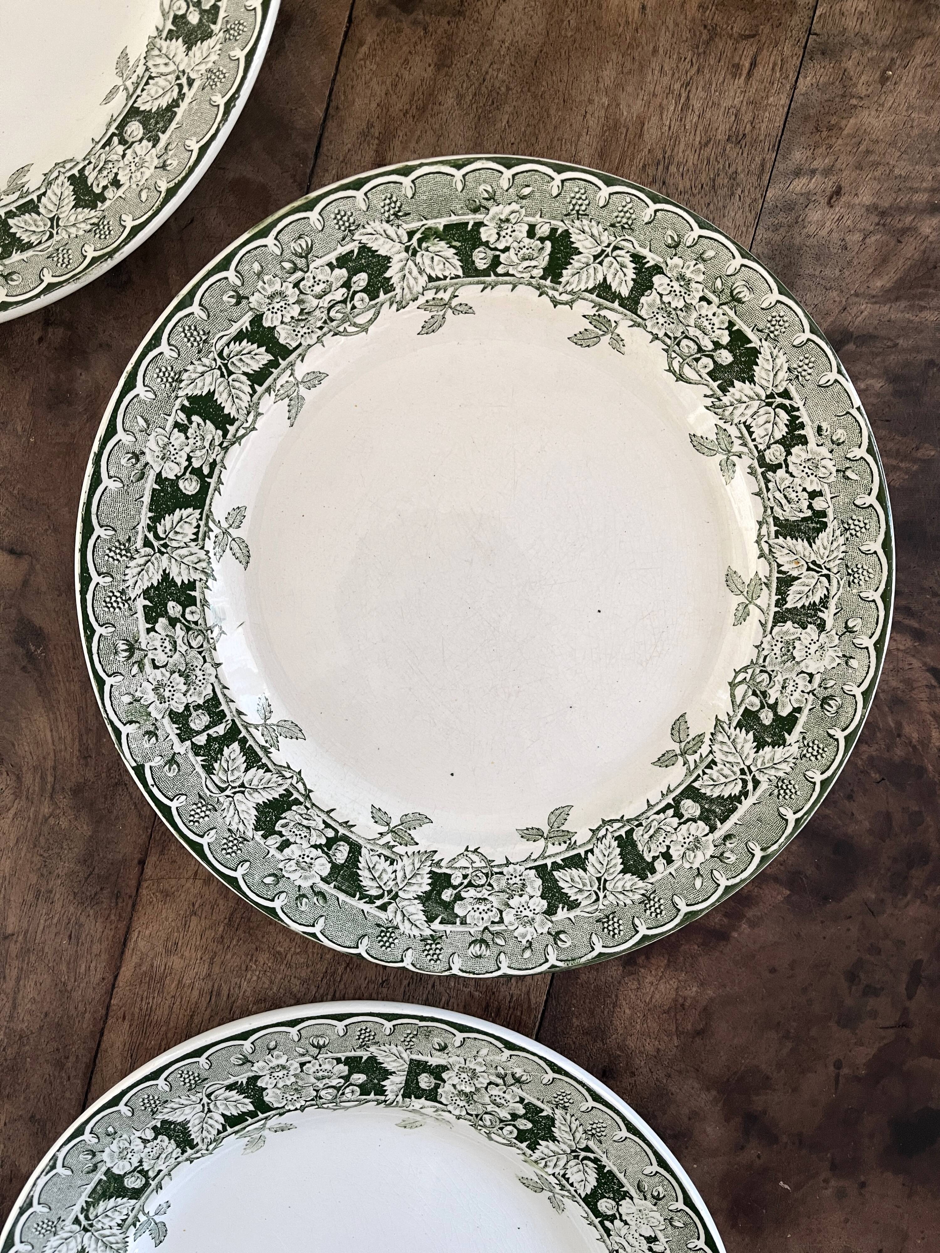 3 "Murier" ironstone dessert plates from Saint Amand and Hamage