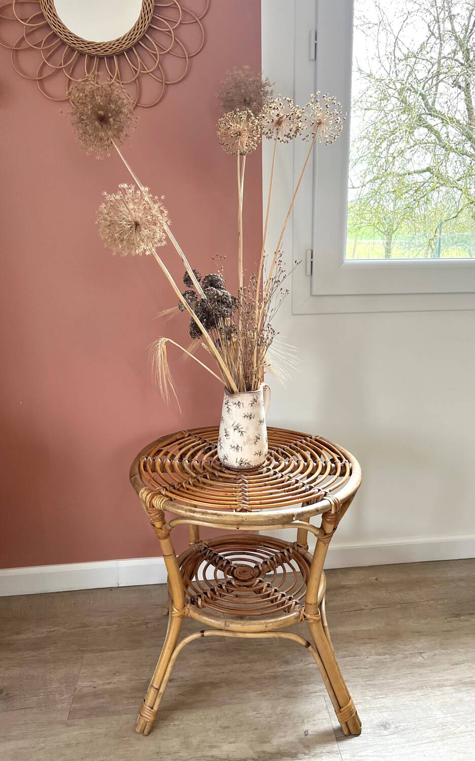 Rattan side table