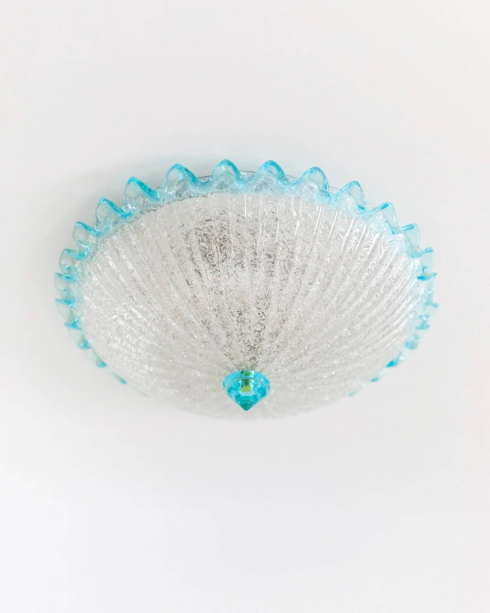 Vintage ceiling light Barovier e Toso - clear light blue glass with structure - Hollywood Regency - Mid Century Italy 1960s - Lighting