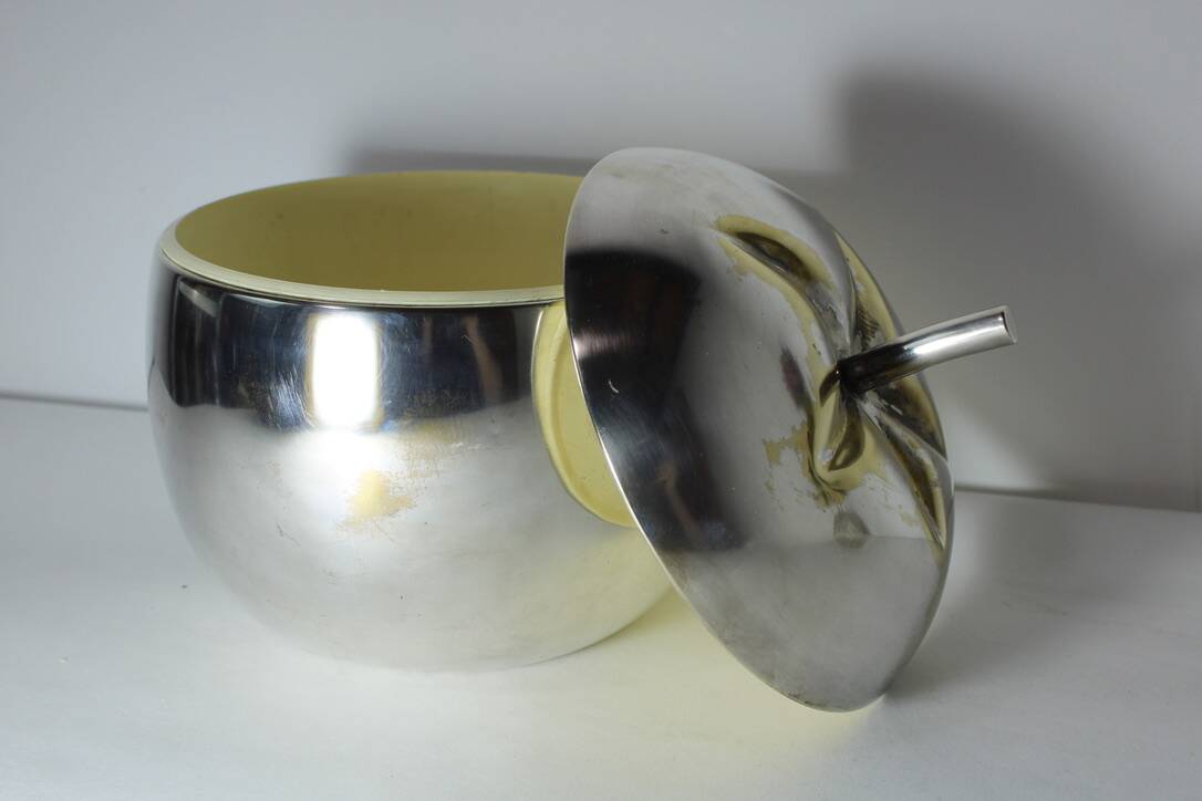 Vintage silver metal tomato ice bucket Italy 1960