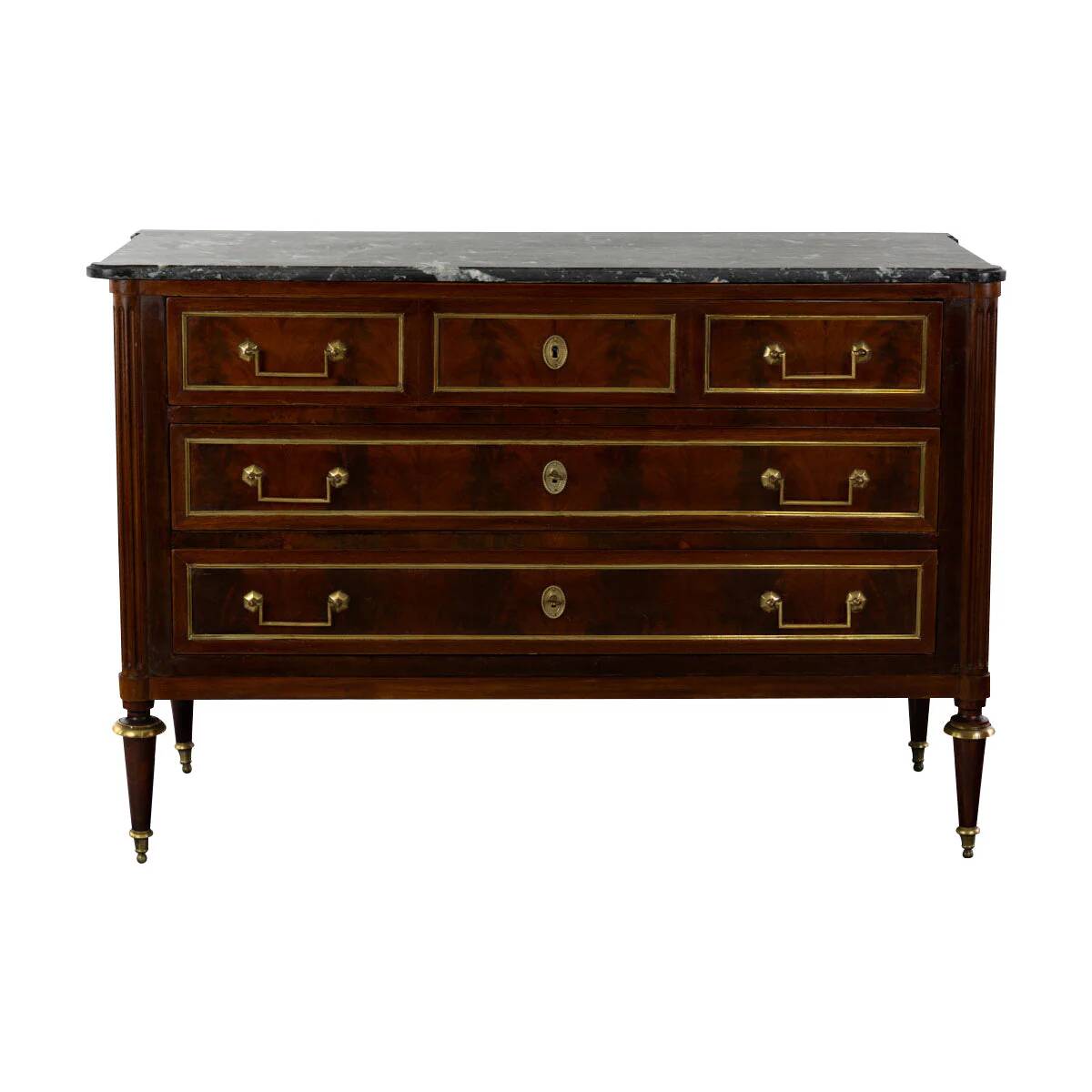 Commode Louis XVI des années 1830 avec dessus en marbre
